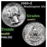 1989-d Washington Quarter 25c Grades GEM+ Unc