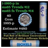 BU Shotgun Jefferson 5c roll, 1995-p 40 pcs Bank $