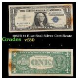 1957B $1 Blue Seal Silver Certificate Grades vf++