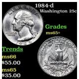 1984-d Washington Quarter 25c Grades GEM+ Unc