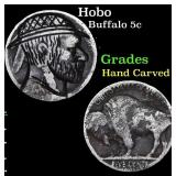 Hobo Buffalo Nickel 5c Grades Hand Carved