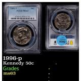 1996-p Kennedy Half Dollar 50c ms63 PCGS