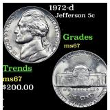1972-d Jefferson Nickel 5c Grades GEM++ Unc