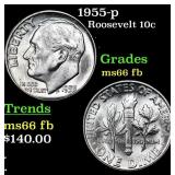 1955-p Roosevelt Dime 10c Grades Gem++ Full Bands