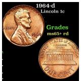 1964-d Lincoln Cent 1c Grades Gem+ Unc RD