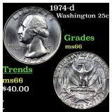 1974-d Washington Quarter 25c Grades GEM+ Unc