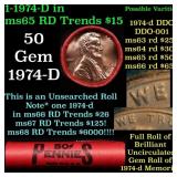 BU Shotgun Lincoln 1c roll, 1974-d 50 pcs Dunbar W