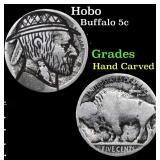 Hobo Buffalo Nickel 5c Grades Hand Carved