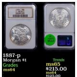 NGC 1887-p Morgan Dollar 1 Graded ms64 By NGC