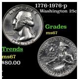 1776-1976-p Washington Quarter 25c Grades GEM++ Un