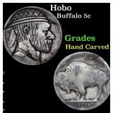 Hobo Buffalo Nickel 5c Grades Hand Carved