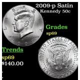 2009-p Satin Kennedy Half Dollar 50c Graded sp69 B