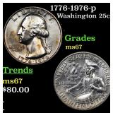 1776-1976-p Washington Quarter 25c Grades GEM++ Un