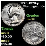 1776-1976-p Washington Quarter 25c Grades GEM++ Un