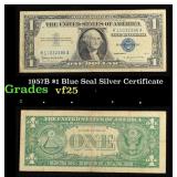 1957B $1 Blue Seal Silver Certificate Grades vf+