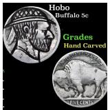 Hobo Buffalo Nickel 5c Grades Hand Carved