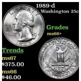 1989-d Washington Quarter 25c Grades GEM++ Unc