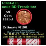 BU Shotgun Lincoln 1c roll, 1981-d 50 pcs Dunbar W