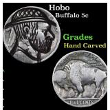 Hobo Buffalo Nickel 5c Grades Hand Carved