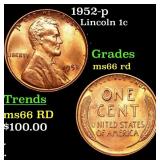 1952-p Lincoln Cent 1c Grades GEM+ Unc RD