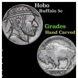 Hobo Buffalo Nickel 5c Grades Hand Carved