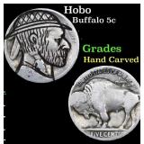 Hobo Buffalo Nickel 5c Grades Hand Carved