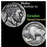 Hobo Buffalo Nickel 5c Grades Hand Carved