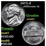 1972-d Jefferson Nickel 5c Grades GEM++ Unc