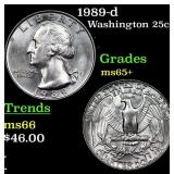 1989-d Washington Quarter 25c Grades GEM+ Unc