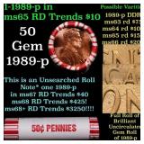 BU Shotgun Lincoln 1c roll, 1989-p 50 pcs Bank Wra