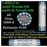 BU Shotgun Jefferson 5c roll, 1989-d 40 pcs Seal S