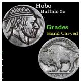 Hobo Buffalo Nickel 5c Grades Hand Carved