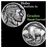 Hobo Buffalo Nickel 5c Grades Hand Carved