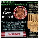 BU Shotgun Lincoln 1c roll, 1998-d 50 pcs Bank Wra