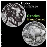 Hobo Buffalo Nickel 5c Grades Hand Carved