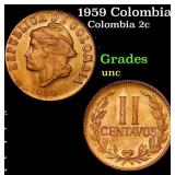 1959 Colombia 2 Centavos KM#214 Grades Brilliant U