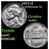 1972-d Jefferson Nickel 5c Grades GEM++ Unc