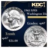 1965 SMS Washington Quarter 25c Grades sp67