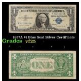 1957A $1 Blue Seal Silver Certificate Grades vf+