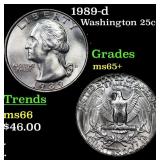 1989-d Washington Quarter 25c Grades GEM+ Unc
