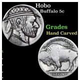 Hobo Buffalo Nickel 5c Grades Hand Carved