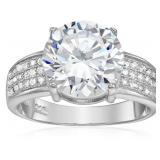 Decadence Sterling SIlver Round Cut Ring with Pave