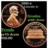 1991-s Proof Lincoln Cent 1c Grades GEM++ Proof De
