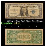1957A $1 Blue Seal Silver Certificate Grades vf+