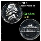 1970-s Proof Jefferson Nickel 5c Grades GEM++ Proo