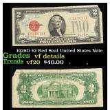 1928G $2 Red Seal United States Note Grades vf det