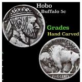 Hobo Buffalo Nickel 5c Grades Hand Carved