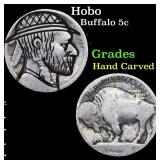 Hobo Buffalo Nickel 5c Grades Hand Carved