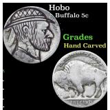 Hobo Buffalo Nickel 5c Grades Hand Carved