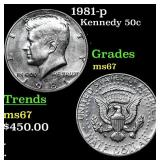 1981-p Kennedy Half Dollar 50c Grades GEM++ Unc